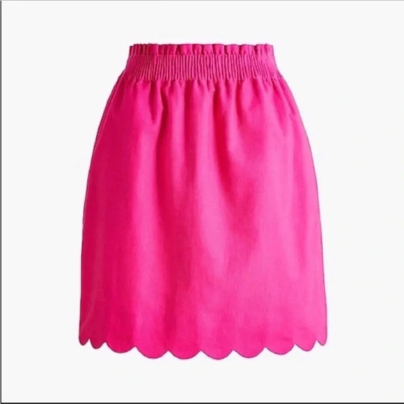 NWT J. Crew Pink Scallop Linen-Cotton Skirt With Pockets Size: - Picture 1 of 9